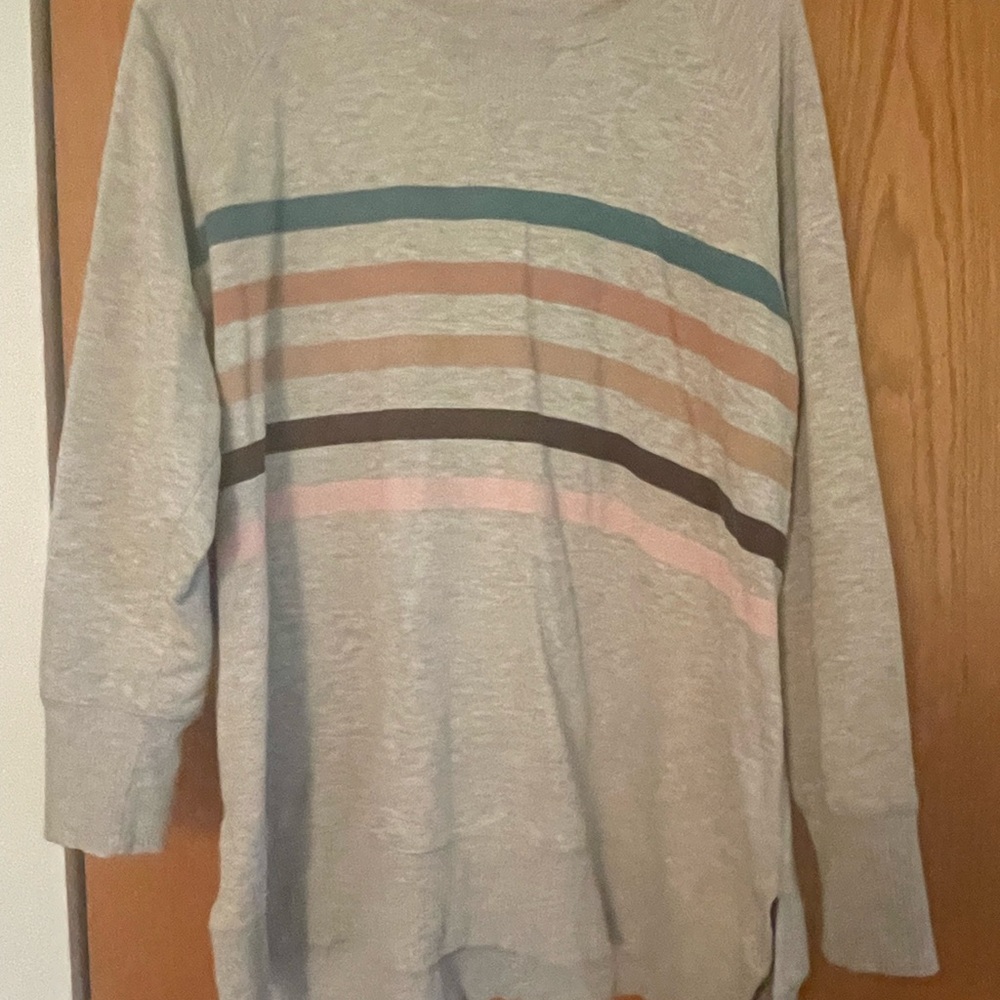 Maurices Gray Striped Sweatshirt